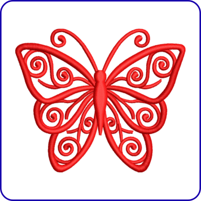Swirl Butterfly Embroidery Design