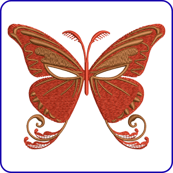 Elegant Ornamental Butterfly Embroidery Design