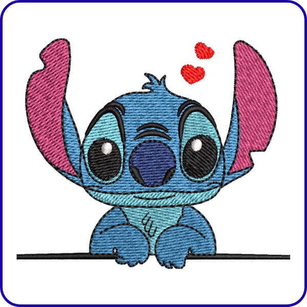 Cute Blue Alien Peeker Embroidery Design
