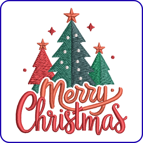 Merry Christmas Tree Embroidery Design