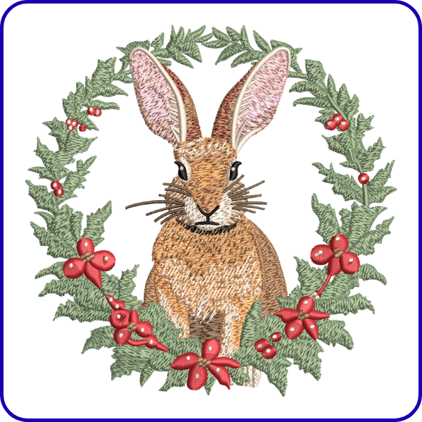 Woodland Rabbit Wreath Embroidery Design