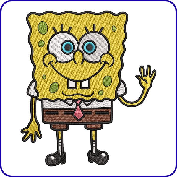 Cute Sea Sponge Cartoon Embroidery Design