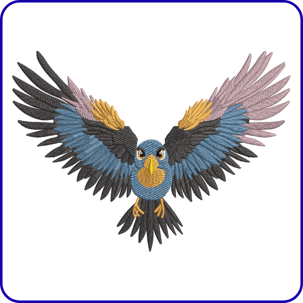 Flying Blue Bird Embroidery Design