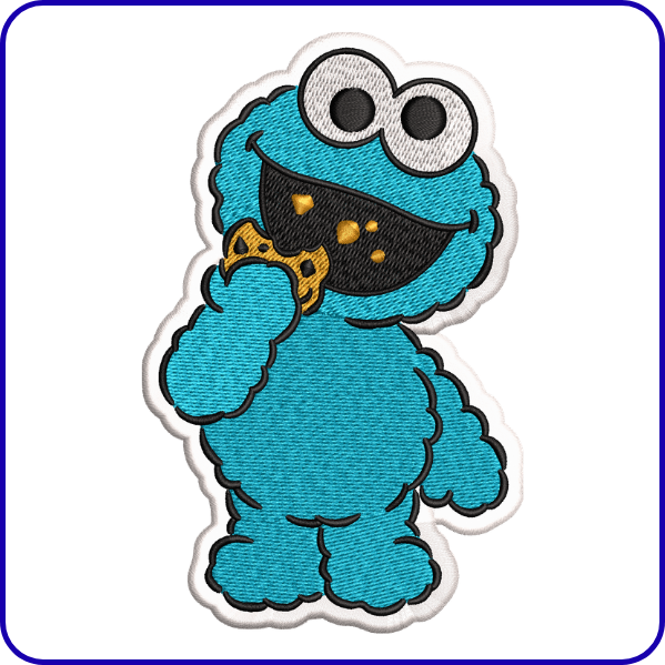 Blue Cookie Monster Embroidery Design
