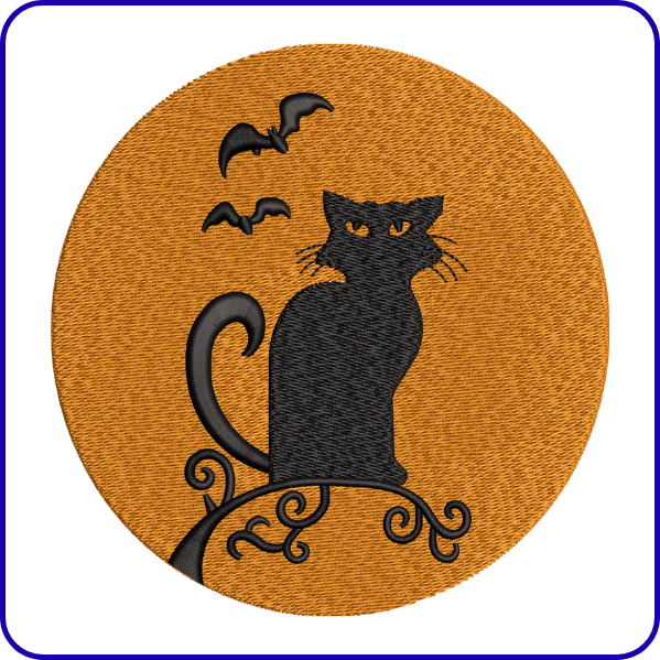 Halloween Black Cat Embroidery Design
