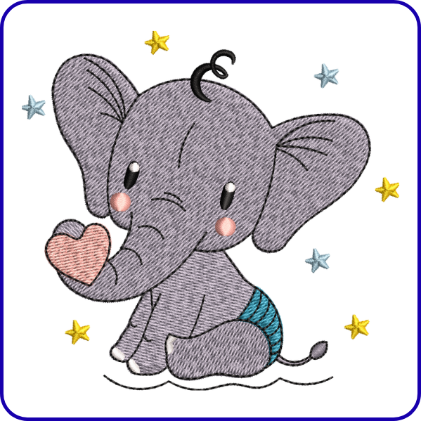 Cute Baby Elephant Embroidery Design