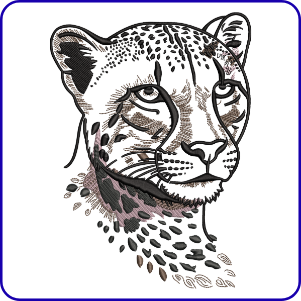 Leopard Face Embroidery Design